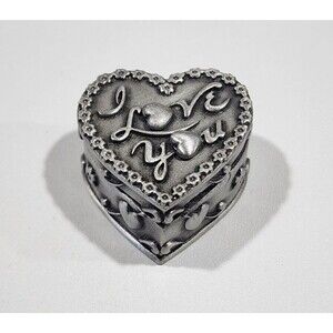 Ms. Dee Pewter Heart Shaped I Love You Box Heart Earrings Pin Necklace Small